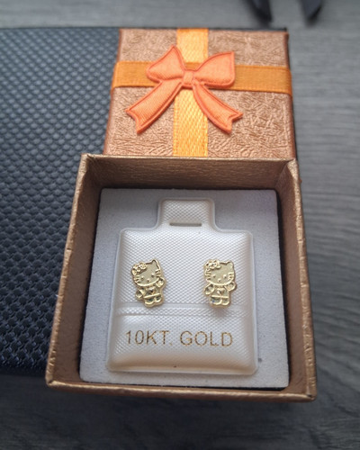 Aretes broquel hello kitty - kitty, oro