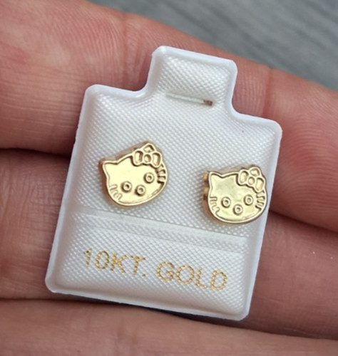 Aretes broquel hello - kitty, oro